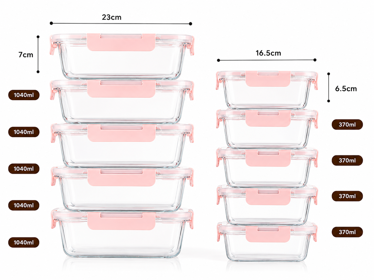 Glass meal container 10 ps