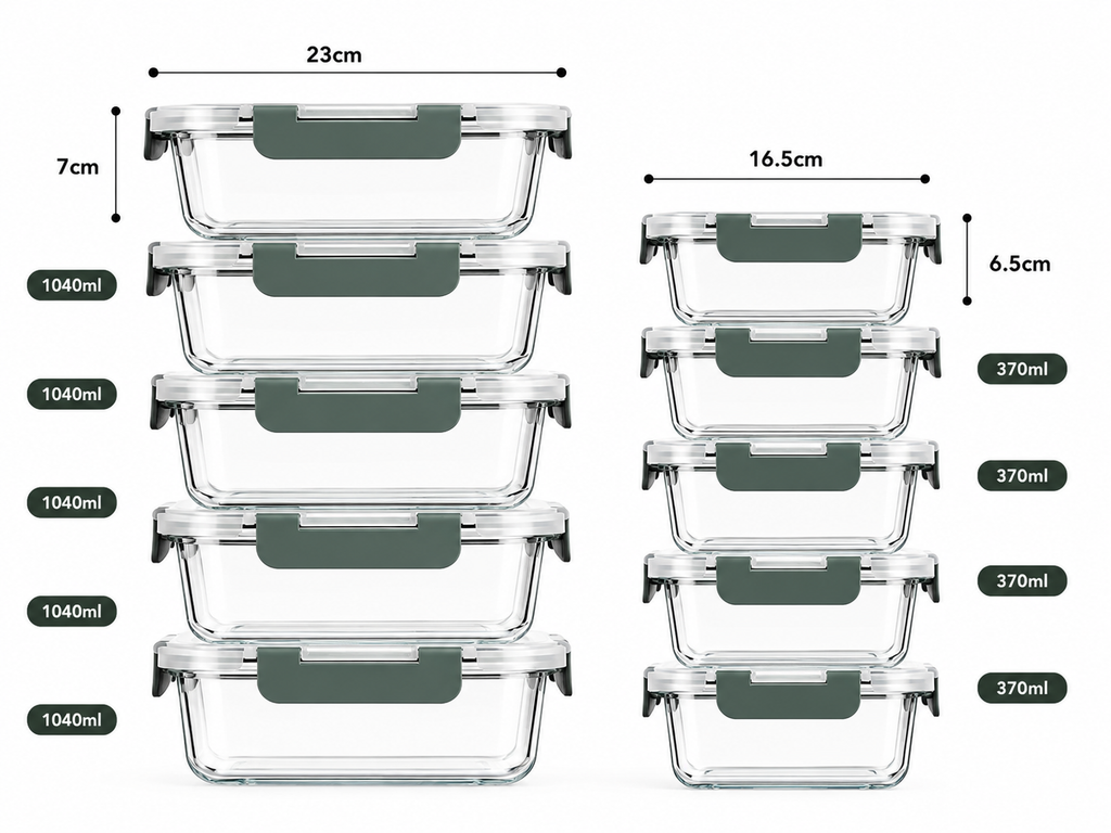 Glass meal container 10 ps