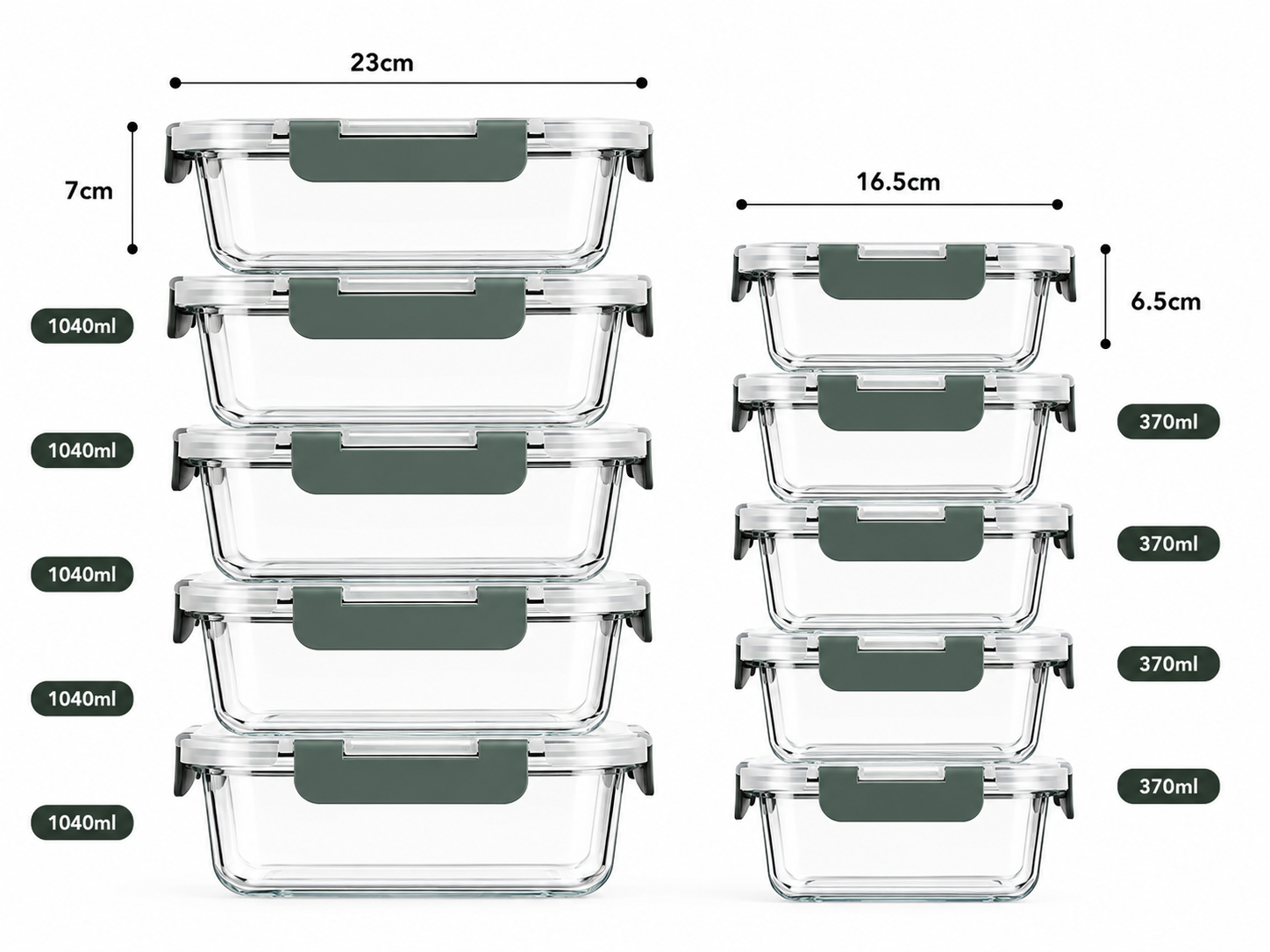 Glass meal container 10 ps